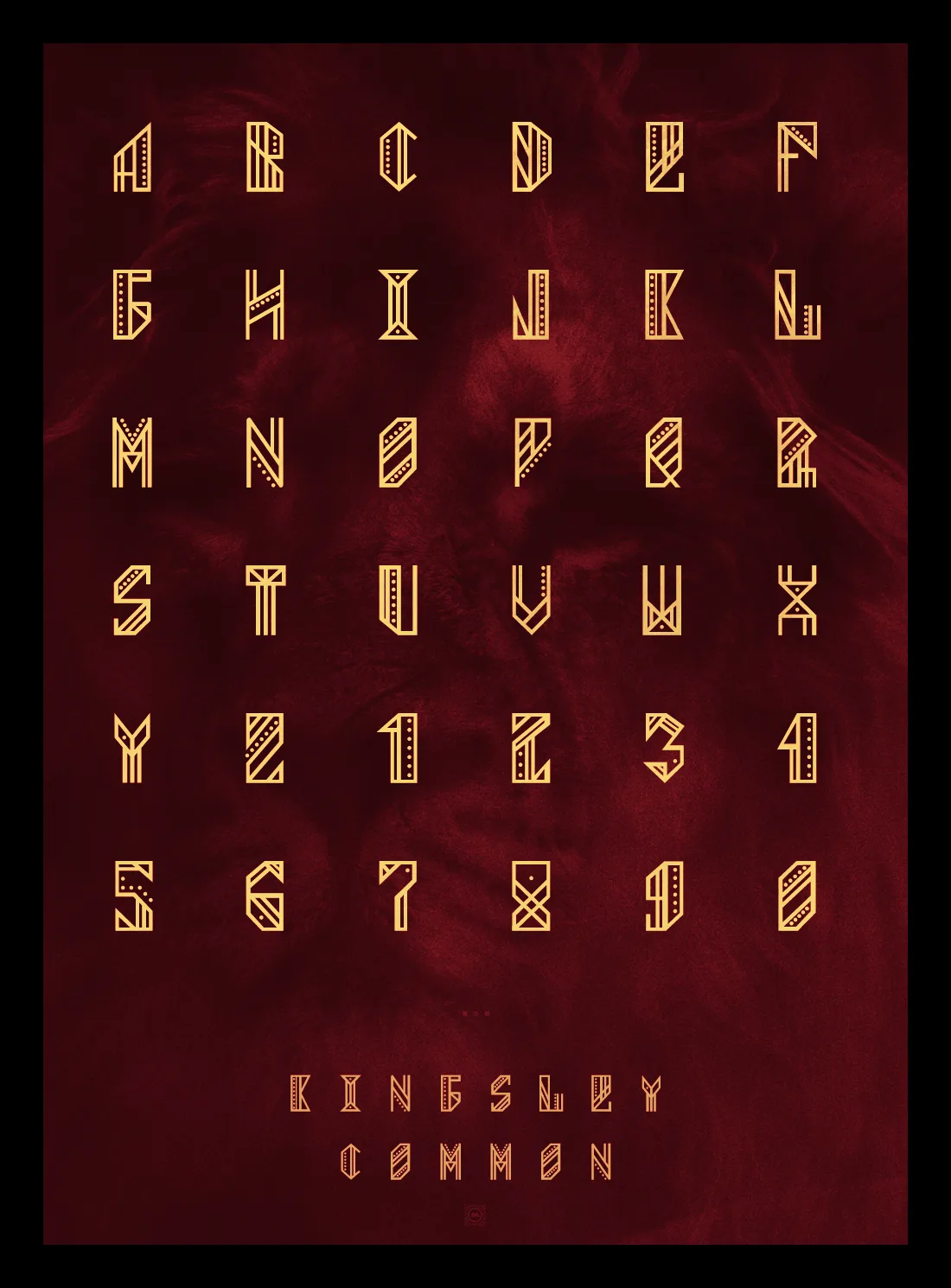 Примерни букви от шрифта Kingsley Common